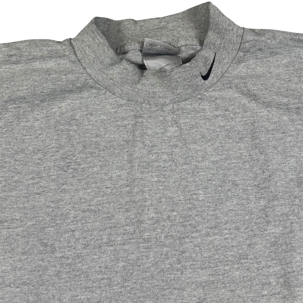 SOLD***Vintage Y2k Nike Mock Neck Long Sleeve Embroidered Swoosh Logo Grey